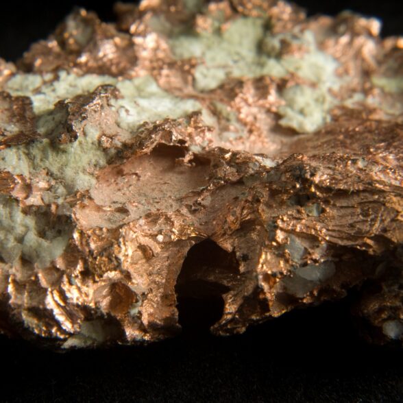 copper ore with quartz stuck in the mineral sample